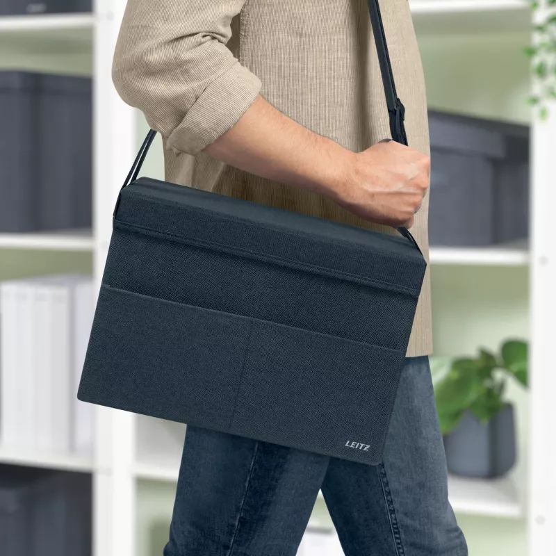 Leitz Fabric Compact Hot Desking Work Bag su dangčiu, pilka, 20x35.5x23.5 cm