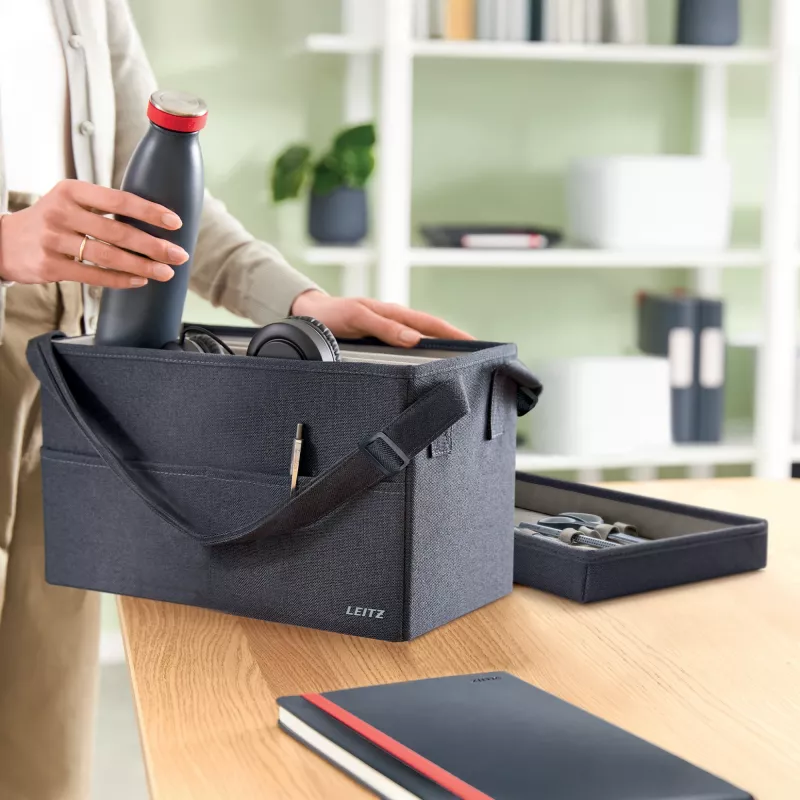 Leitz Fabric Compact Hot Desking Work Bag su dangčiu, pilka, 20x35.5x23.5 cm