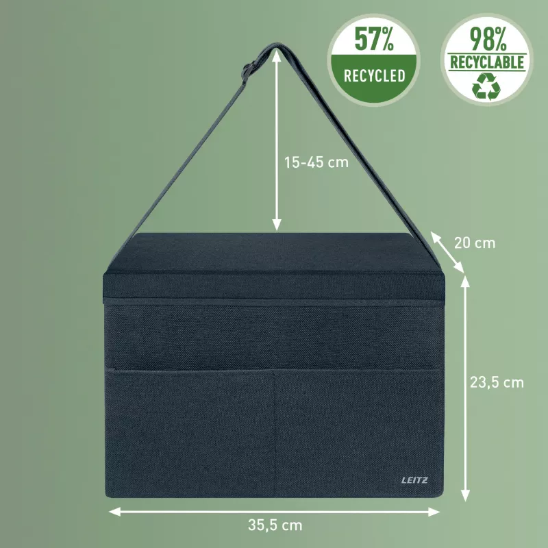 Leitz Fabric Compact Hot Desking Work Bag su dangčiu, pilka, 20x35.5x23.5 cm