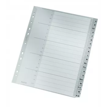 Leitz 12600000 abėcėliniai skirtukai, kartoniniai, pilki