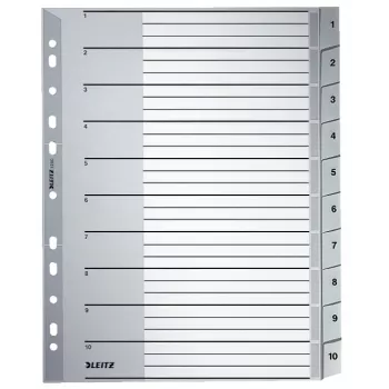 Leitz 12800000 skaitmeninis skirtukų indeksas, kartonas, pilka