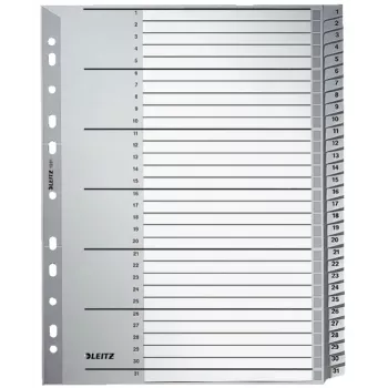 Leitz 12810000 Skaitmeniniai skirtukai, kartoniniai, pilki