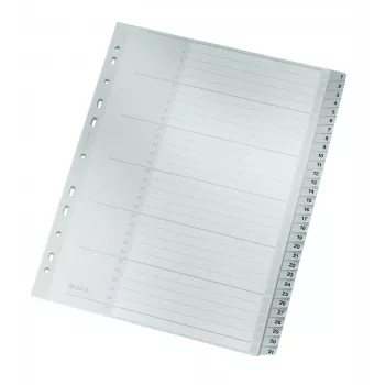 Leitz 12810000 Skaitmeniniai skirtukai, kartoniniai, pilki