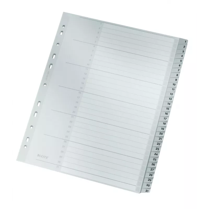 Leitz 12810000 Skaitmeniniai skirtukai, kartoniniai, pilki