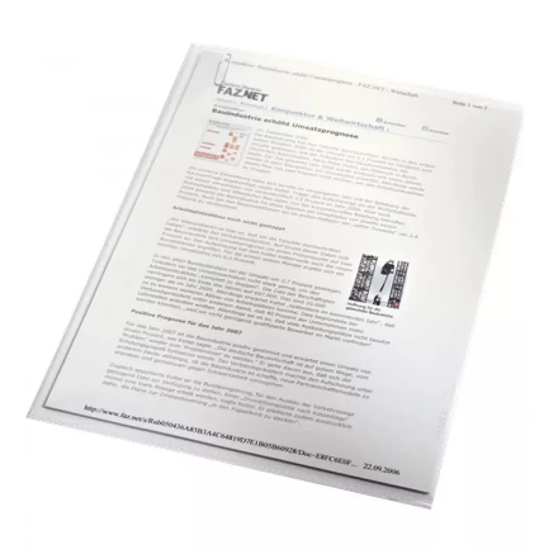 LEITZ Punched Pockets Standard, A4, PP, Grūdėtas, 0,13 mm, Atviras viršus ir šonas, Dokumentų apsauga (4000-00-03)