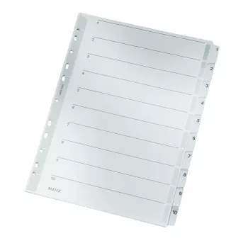 Leitz 43240000 Skaitmeniniai skirtukai, kartonas, plastikas, pilka