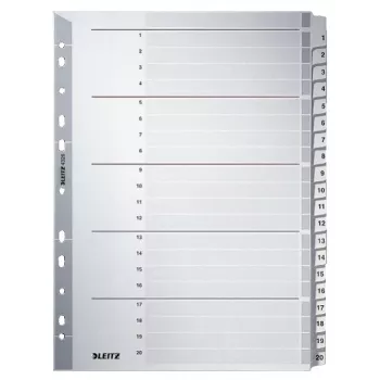 Leitz 43260000 skaitmeniniai skirtukai, kartoniniai, pilki