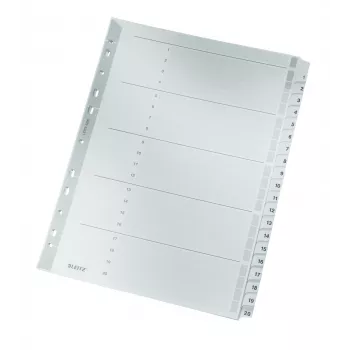 Leitz 43260000 skaitmeniniai skirtukai, kartoniniai, pilki