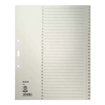 Leitz 12310085 Skaitmeniniai skirtukai, popieriniai, pilki