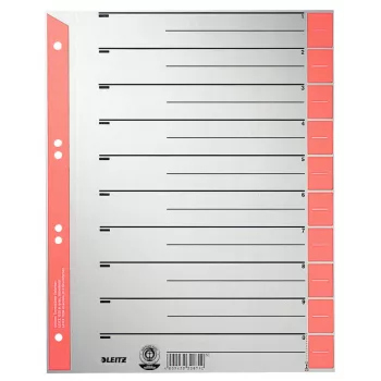 Leitz 16520025 Skaitmeniniai skirtukai, kartonas, pilka/raudona