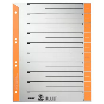 Leitz 16520045 skaitmeniniai skirtukai – kartoniniai, pilkai oranžiniai, A4