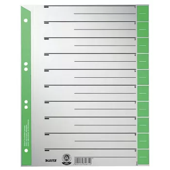 Leitz 16520055 Skaitmeniniai skirtukai iš kartono, žali/pilki