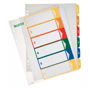 Leitz PC spausdinamas rodyklės skirtukas, PP, ypač platus, skaitmeninis, 245x305 mm, 6 spalvų