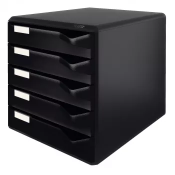 Leitz Post Set dokumentų dėžutė, juoda, A4, A5, A6, 5 stalčiai
