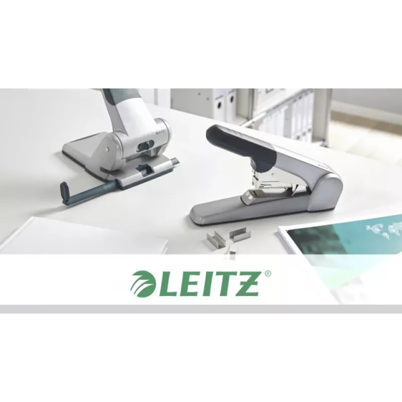 Leitz Heavy Duty Flat Clinch segiklis, 60 lapų, pilkas, šviesiai pilkas, standartinis susegimas, 25/10, 6 cm, 110 kabių