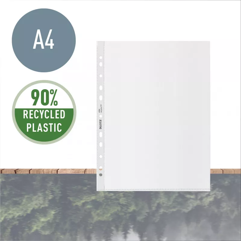 Leitz Recycle A4 Kišenė, 210 x 297 mm (A4), Skaidri, Polipropilenas (PP), Portretinė, 0.1 mm, 230 mm