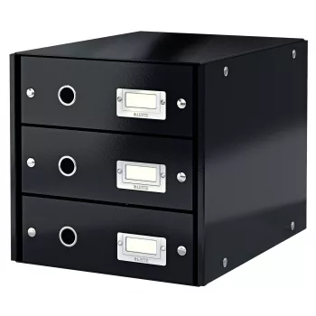 Leitz Click & Store WOW stalčius su 3 stalčiais, juodas, kartonas, 286 mm, 358 mm, 282 mm, 2,21 kg