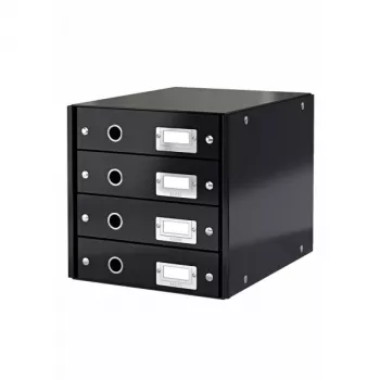 Leitz Click & Store WOW stalčius su 4 stalčiais, juodas, kartonas, 286 mm, 282 mm, 358 mm, 2,49 kg