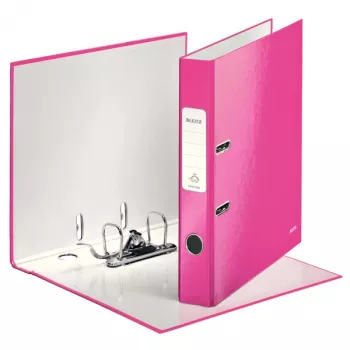 Leitz Lever Arch File 180° WOW laminuotas A4/50mm, rožinis