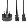 Lindy 2,5 m UK 3 kištukinis kištukas į 2 x IEC C7 skirstytuvą, juoda