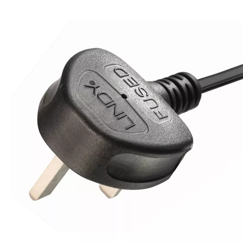 Lindy 2,5 m UK 3 kištukinis kištukas į 2 x IEC C7 skirstytuvą, juoda