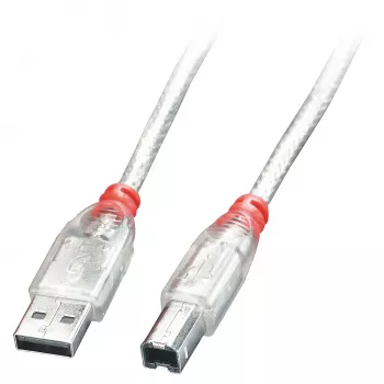 Lindy 0,5 m USB 2.0 laidas – A tipo į B, permatomas