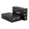 Lindy 100m 2 prievadų USB 2.0 Cat. 6 prailgintuvas, AV siųstuvas ir imtuvas, 100 m, laidinis, juodas