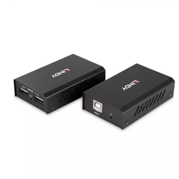 Lindy 100m 2 prievadų USB 2.0 Cat. 6 prailgintuvas, AV siųstuvas ir imtuvas, 100 m, laidinis, juodas
