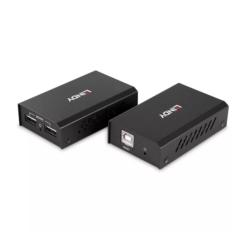 Lindy 100m 2 prievadų USB 2.0 Cat. 6 prailgintuvas, AV siųstuvas ir imtuvas, 100 m, laidinis, juodas