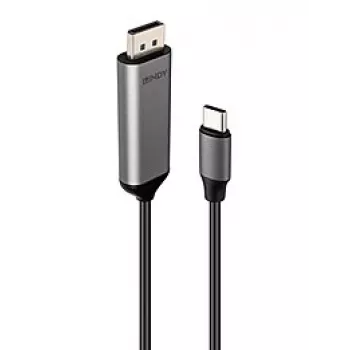 Lindy 43503 vaizdo kabelio adapteris 1 m USB Type-C DisplayPort pilka