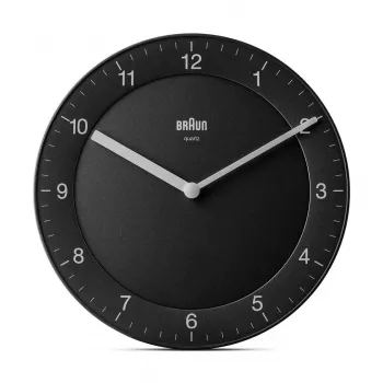 Braun BC 06 B juodos spalvos kvarcinis sieninis laikrodis, apvalus, 20 cm
