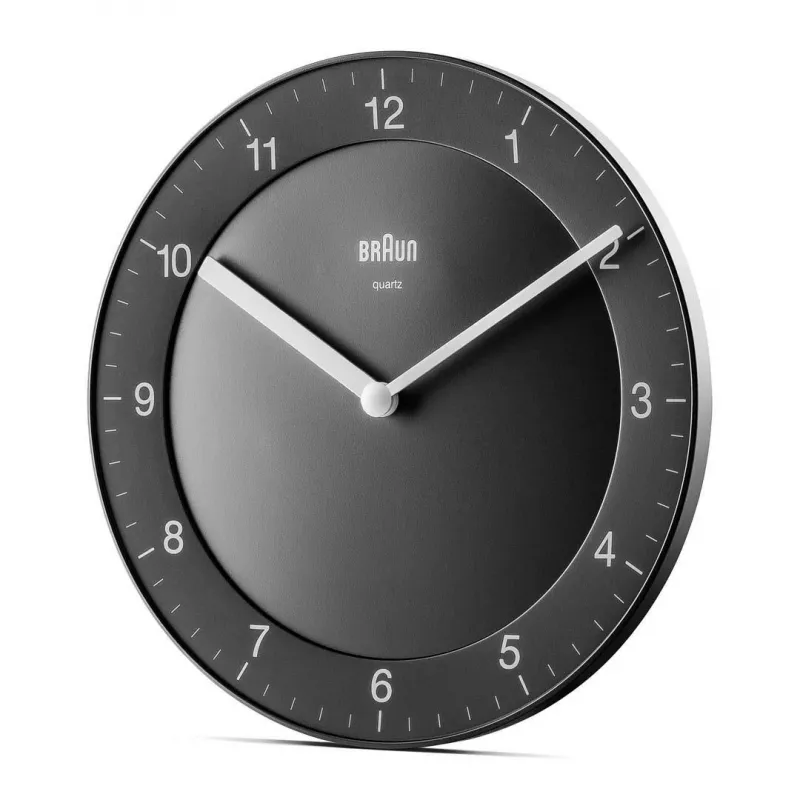 Braun BC 06 B juodos spalvos kvarcinis sieninis laikrodis, apvalus, 20 cm