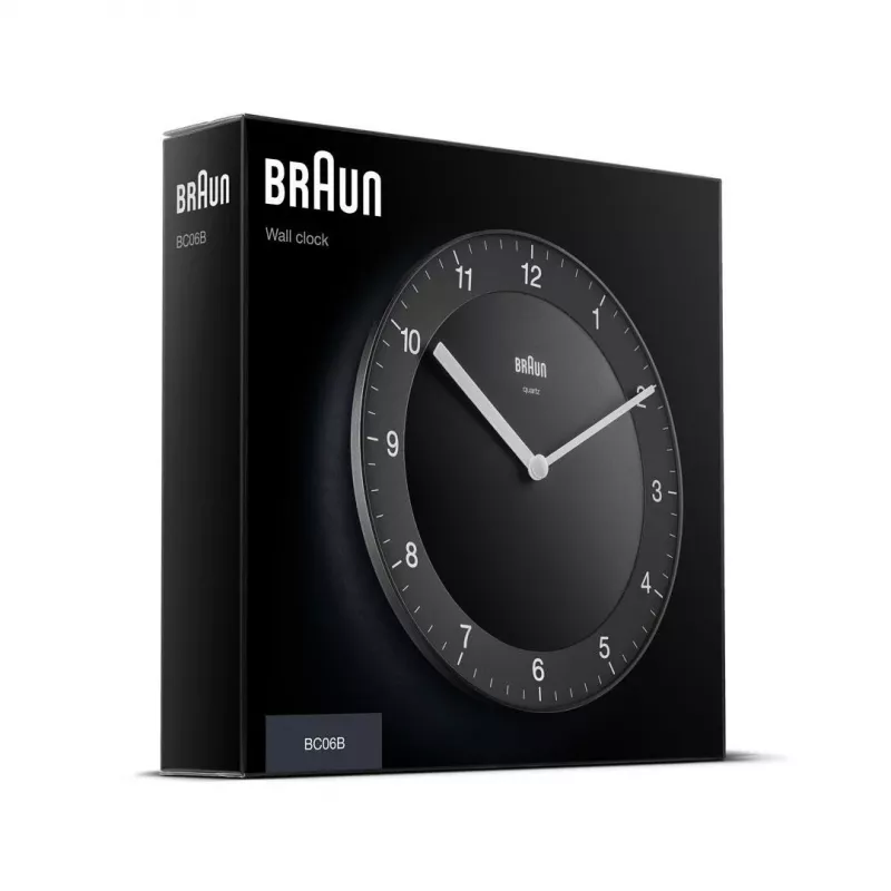 Braun BC 06 B juodos spalvos kvarcinis sieninis laikrodis, apvalus, 20 cm