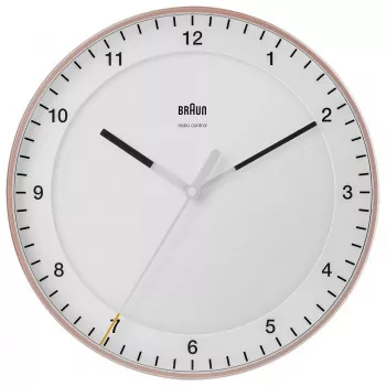 Sieninis laikrodis BRAUN BC 17 PW DCF – analoginis DCF radijo valdomas laikrodis, rožinės ir baltos spalvos