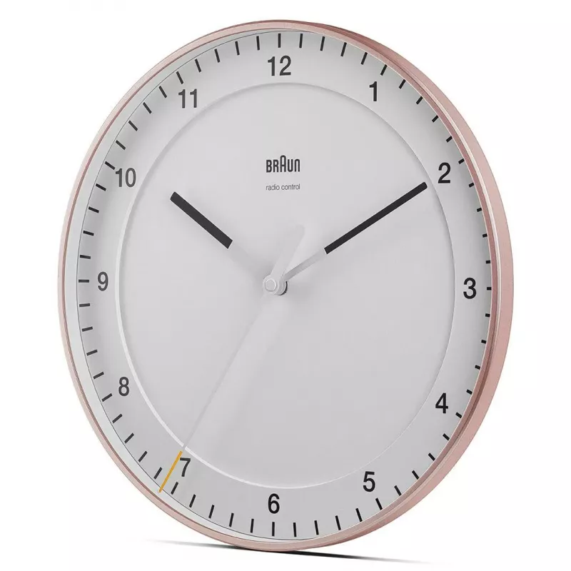 Sieninis laikrodis BRAUN BC 17 PW DCF – analoginis DCF radijo valdomas laikrodis, rožinės ir baltos spalvos