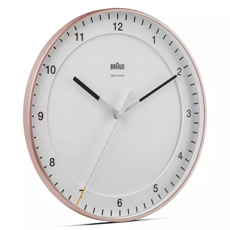 Sieninis laikrodis BRAUN BC 17 PW DCF – analoginis DCF radijo valdomas laikrodis, rožinės ir baltos spalvos