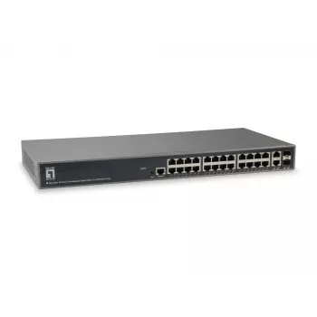 LevelOne TURING 26 prievadų L3 Lite valdomas Gigabit jungiklis, 2 x SFP/RJ45 Combo
