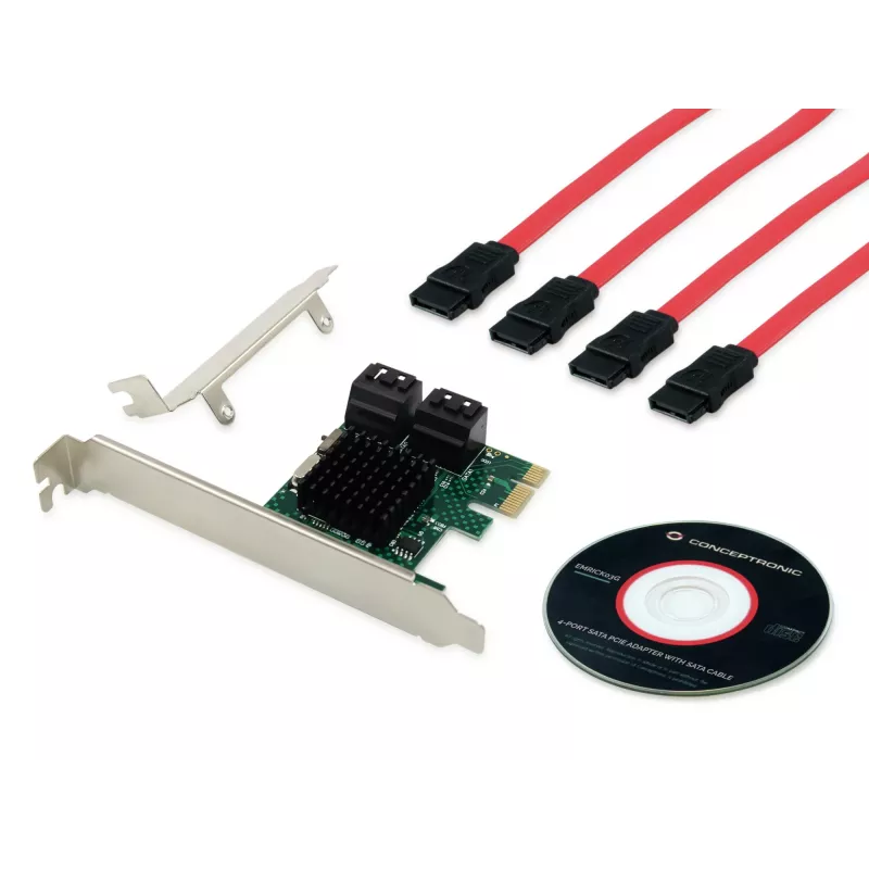Conceptronic EMRICK 4 prievadų SATA PCIe adapteris su SATA laidu