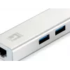 LevelOne USB tinklo adapteris ir USB šakotuvas, Gigabit Ethernet, 1000 Mbit/s, sidabrinis, baltas