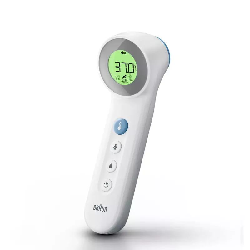 Skaitmeninis kaktos termometras BRAUN BNT400 – belietis matavimas, 34–43°C, 0,1°C tikslumas, baltas
