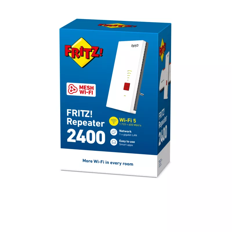 WiFi stiprintuvas AVM FRITZ!Repeater 2400 Edition International — 1733 Mbit/s, 1× Gigabit Ethernet, IEEE 802.11ac/n