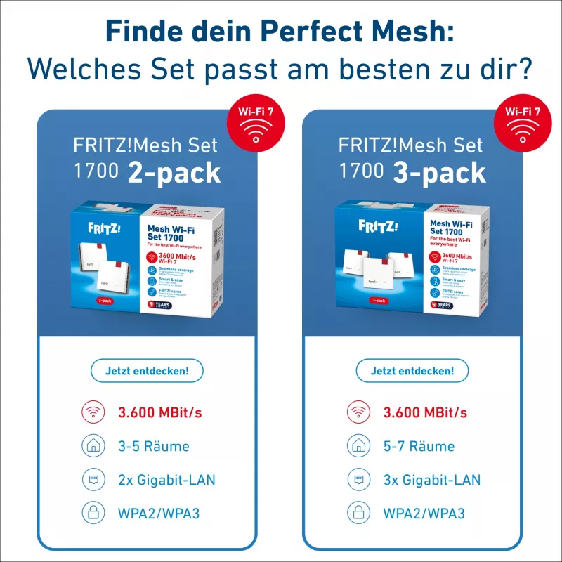FRITZ 1700 belaidžio tinklo rinkinys, 3 vnt., balti, vidinės antenos