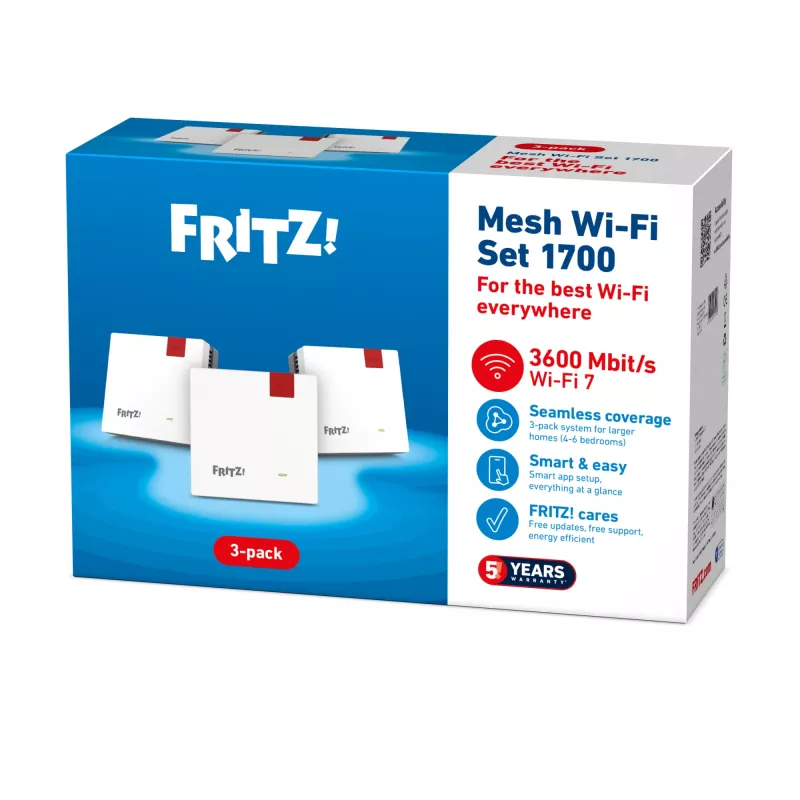 FRITZ 1700 belaidžio tinklo rinkinys, 3 vnt., balti, vidinės antenos