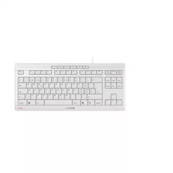 Cherry STREAM TKL belaidė klaviatūra USB QWERTZ balta, žirklinis mechanizmas, 94 klavišai, 1,8 m laidas