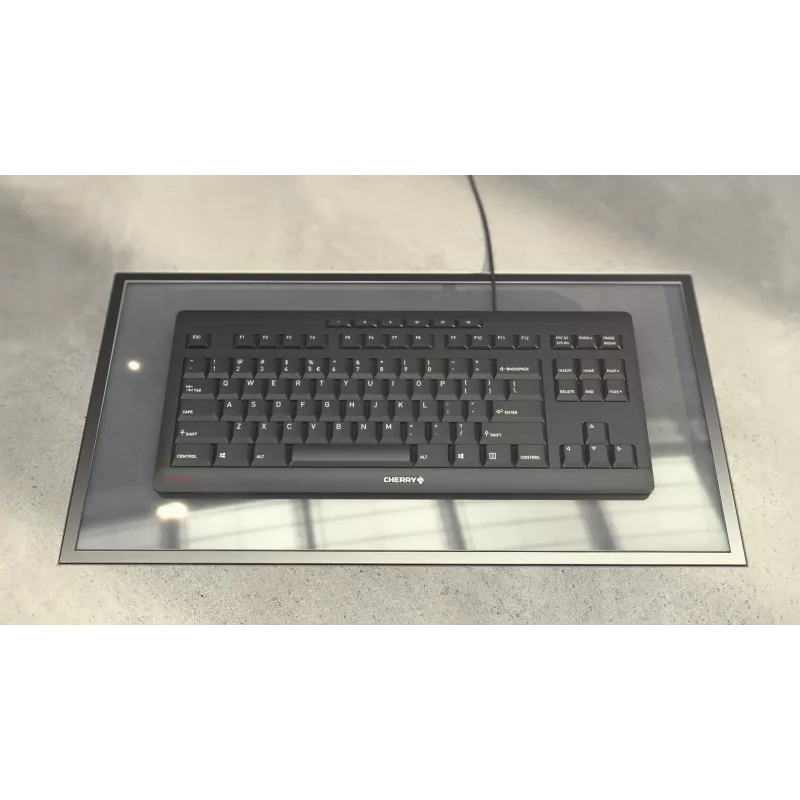 Cherry STREAM TKL belaidė klaviatūra USB QWERTZ balta, žirklinis mechanizmas, 94 klavišai, 1,8 m laidas