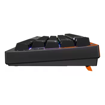 Mechaninė žaidimų klaviatūra Cherry K5 Pro TMR Compact — 65% išdėstymas, QWERTZ, RGB foninis apšvietimas, USB laidas, 2 m, juoda/oranžinė