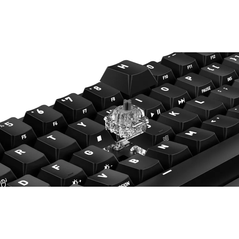 Mechaninė žaidimų klaviatūra Cherry K5 Pro TMR Compact — 65% išdėstymas, QWERTZ, RGB foninis apšvietimas, USB laidas, 2 m, juoda/oranžinė