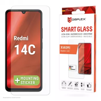 Displex Smart Glass (9H) apsauginis stiklas Xiaomi Redmi 14C, su montavimo lipduku, nedūžtantis