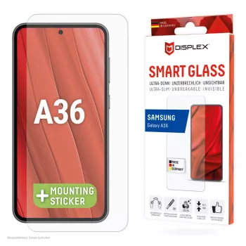 Displex Smart Glass (9H) apsauginis stiklas, skirtas Samsung Galaxy A36, su montavimo lipduku, nedūžtantis