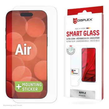 Displex Smart Glass (9H) apsauginis stiklas Apple iPhone Air, su montavimo lipdukais, nedūžtantis